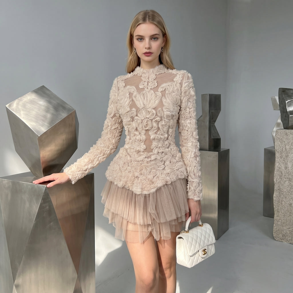 Embroidered Tulle Dress
