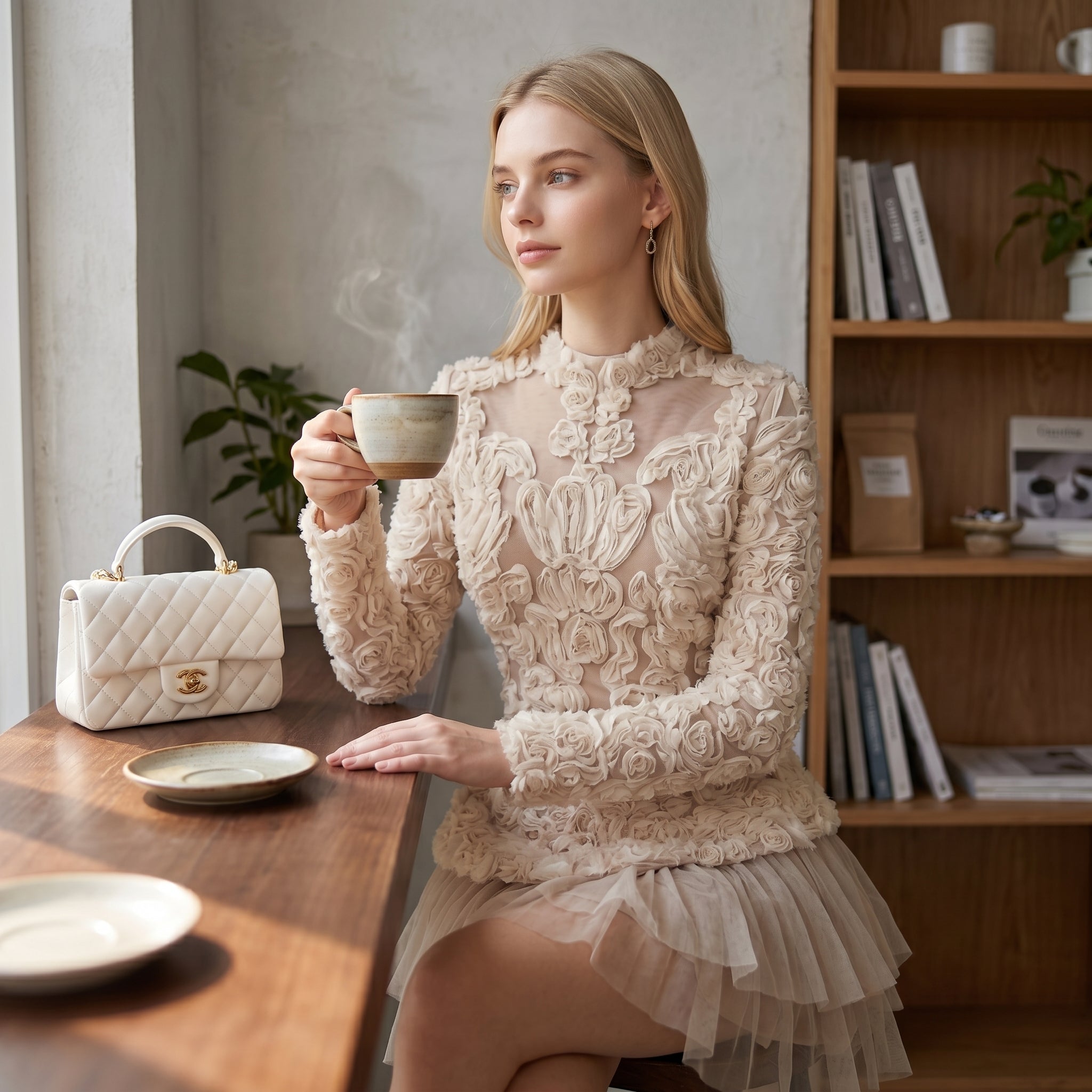 Embroidered Tulle Dress