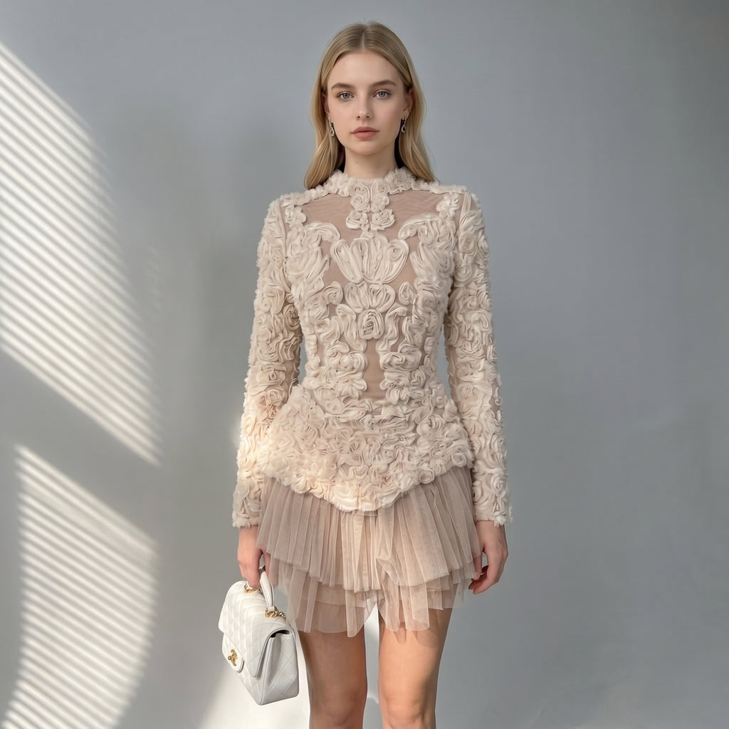 Embroidered Tulle Dress